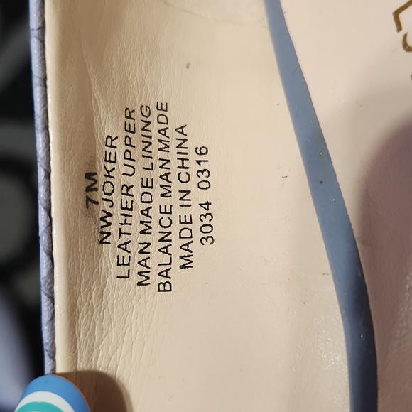 Nine West Leather Snake Skin Flats Blue Periwinkle Size 7M NWONLEE NWOB - Picture 5 of 5